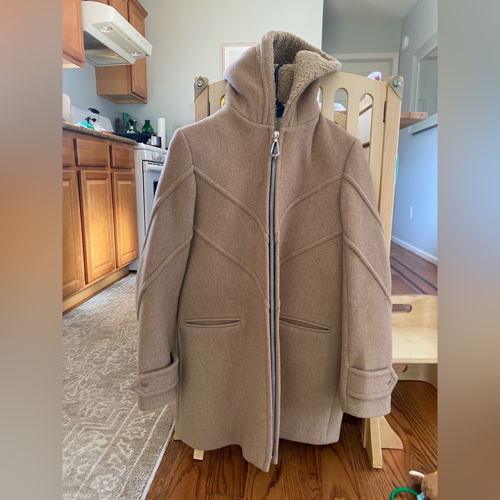 SANDRO wool blend hooded coat